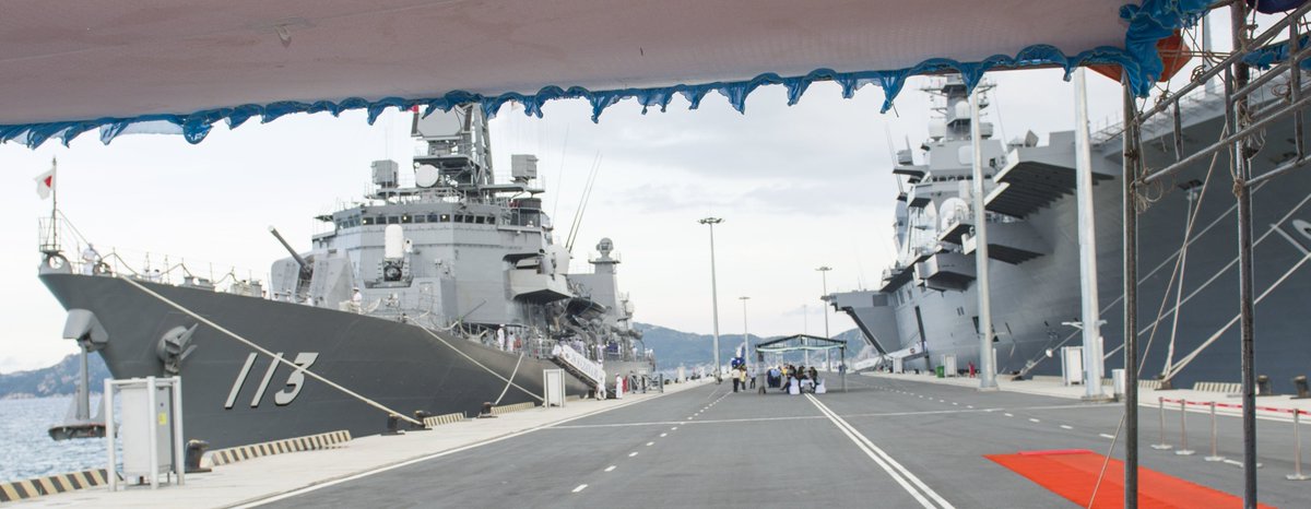 CavasShips's tweet photo. #Japanese "carrier" #IZUMO and destroyer SAZANAMI join USNS FALL RIVER at Cam Ranh, #Vietnam https://t.co/OU0h4pHULn https://t.co/WeDJu8vFGG