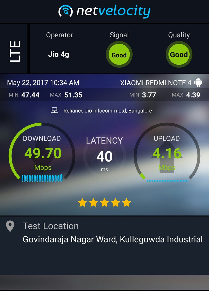sunilkks0507's tweet image. NetVelocity Test Result of @reliancejio #internet_speed @ 4th floor of my office, #mindblown, hoping for, one day to go get this @ my house