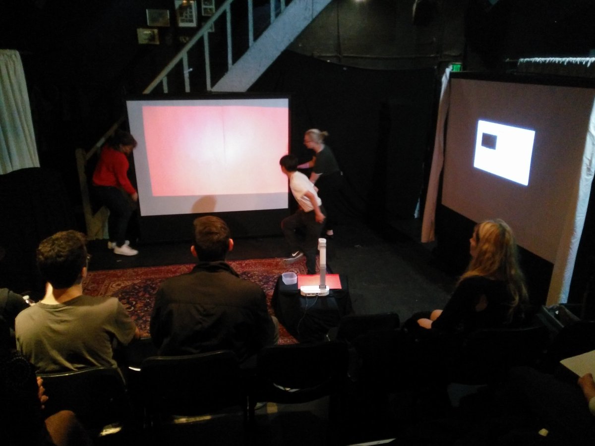 LaMamaTheatre's tweet photo. Here are the students getting ready! #TheKidsAllWrite #PerformingWriting Mapping their stories, selves@readers onto new bodies & spaces https://t.co/dvFrpLzhZu