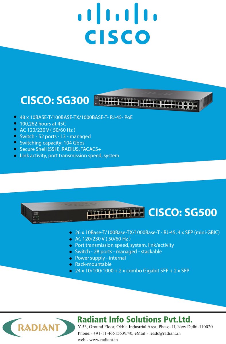 Radiant_in's tweet image. Radiant: All Cisco Network Switches with Special Price.
Visit: bit.ly/2rGNj06

##CiscoSwitch, #CiscoNetworkSwitch #Radiant #Cisco