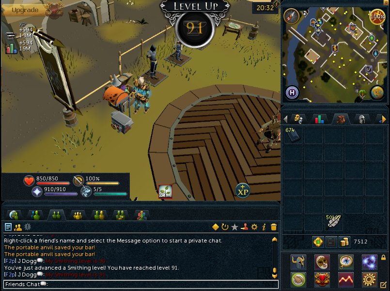 Luminoith's tweet photo. 91 Smithing! Bonus Xp Weekend woo! #runescape #jagex #bxpw https://t.co/TcTzBvJqOZ