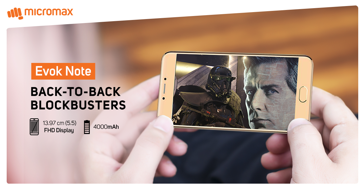 Micromax__India's tweet photo. Beat the Monday blues with a movie marathon. #EvokNote https://t.co/DQzVrT2507 https://t.co/ZLyHf4vtpj