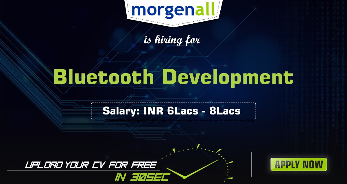 MorganAllJobs's tweet image. We have an opening for the position of #BluetoothDevelopment. A right candidate can earn up to 6Lacs-8Lacs.
goo.gl/9IWSns