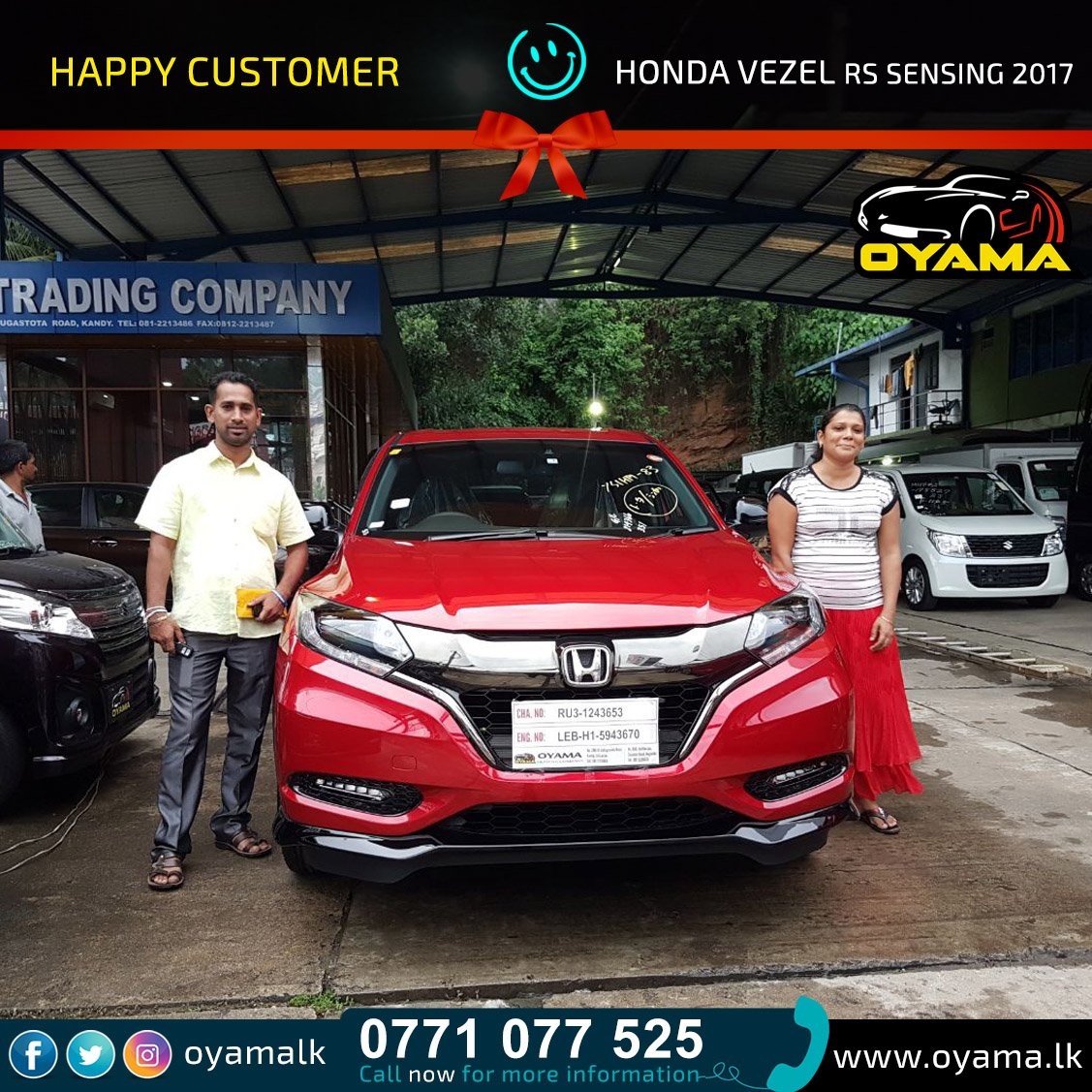 oyamalk's tweet photo. #Happy Customer From #Menikhinna 😀#MHonda Vezel RS Sensing 2017
#oyama #oyamakandy #kandy #happylankans #photooftheday #picoftheday https://t.co/fMPvzyTiOW