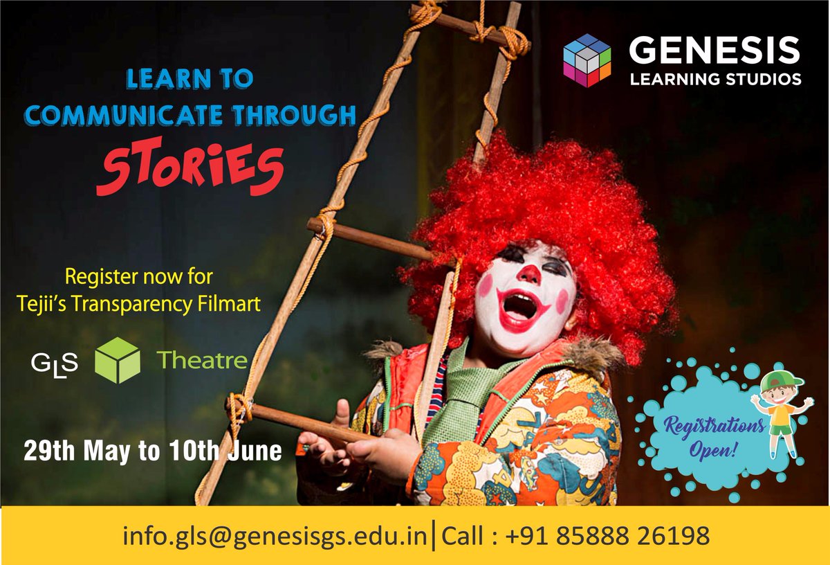 Learning through stories or learning the art of story telling!
Call 8588826198 or Register at bit.ly/2qHsK2X 
Block your seats now!