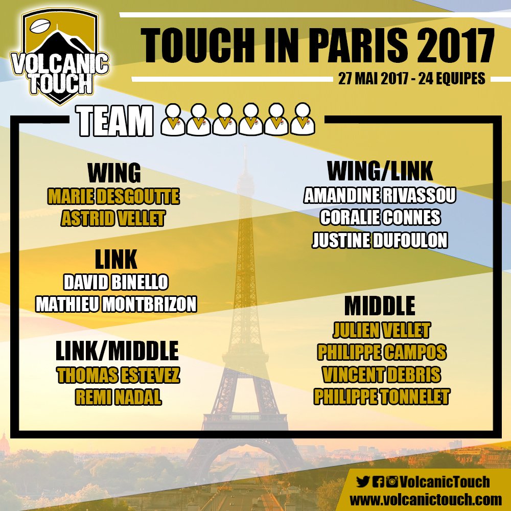 VolcanicTouch's tweet photo. #TIP2017 🏆 : Découvrez le groupe Volcanic pour le Touch In Paris 2017 (Coupe d'Europe des clubs)
 https://t.co/XQldX4Aozx https://t.co/oPkXYxLPEd