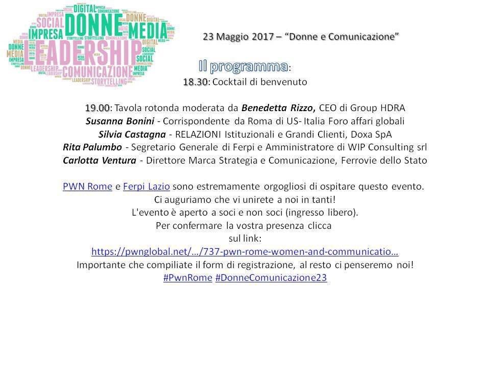 lucalfier's tweet photo. Martedì 23 maggio a Roma un altro evento da seguire. Si parla di "Donne e Comunicazione" con @FerpiLaz e @pwnrome - #DonneComunicazione23 👍 https://t.co/3ry7hmAD0I