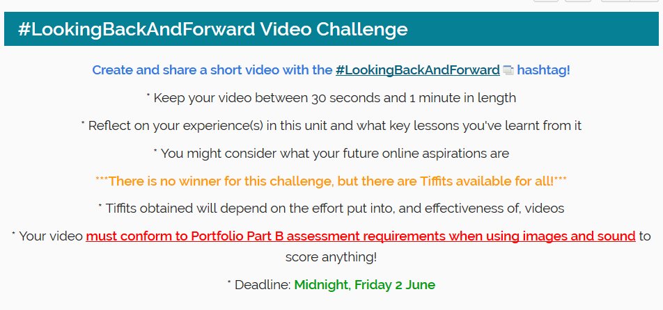 LearninByDoing's tweet photo. Ooops!! Forgot to link to the #LookingBackAndForward Challenge in the news item! Deadline midnight Friday 2 June (Week 12) #ALC203 #ALC708 https://t.co/lDESWQc0Hy