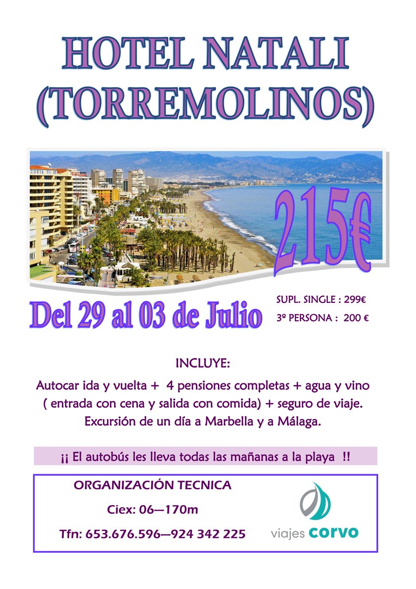#OpieGraphicAnuncia CORVO VIAJES te lleva a Torremolinos #Viajar #verano2017 #playa #Verano #Turismo