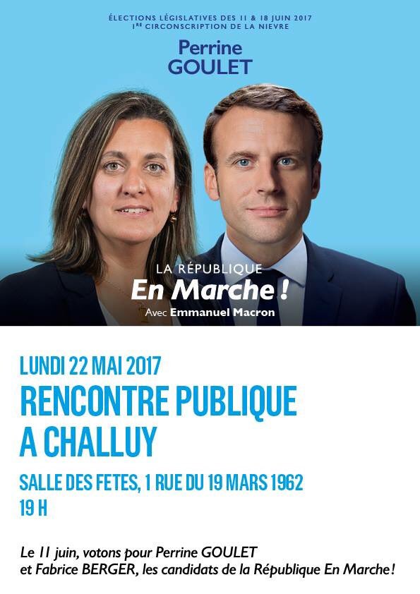 perrinegoulet's tweet photo. Je vous attends nombreux ce soir, à #Challuy pour discuter, #Ensemble.
#EnMarcheLaNievre https://t.co/Z5FCRMm3ZE