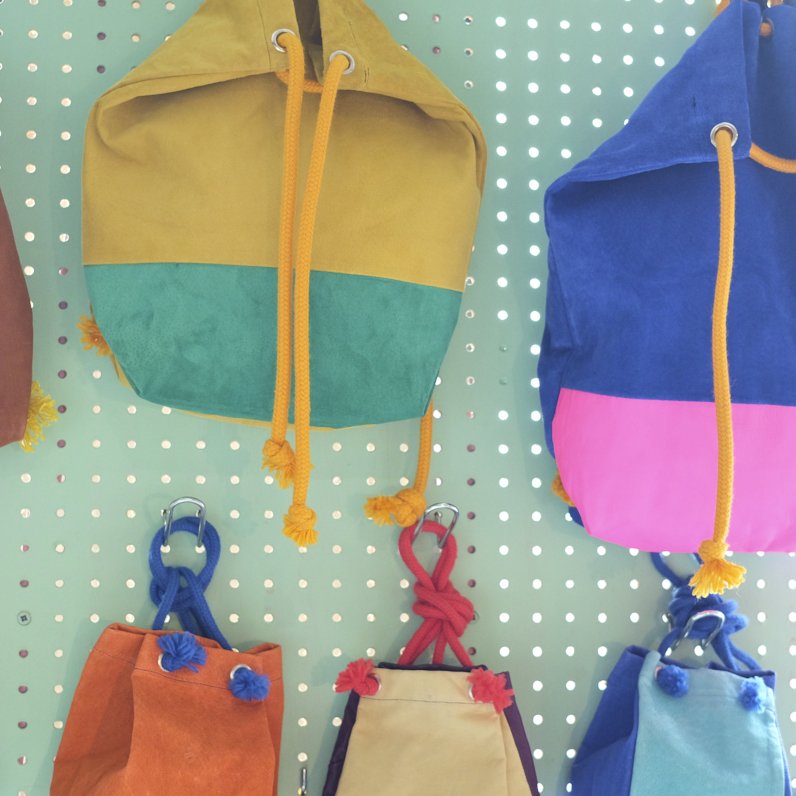 Colourful bags by <a href="/sscolson/">Sarah Colson</a> at our Spring market, perfect for taking on adventures this summer!