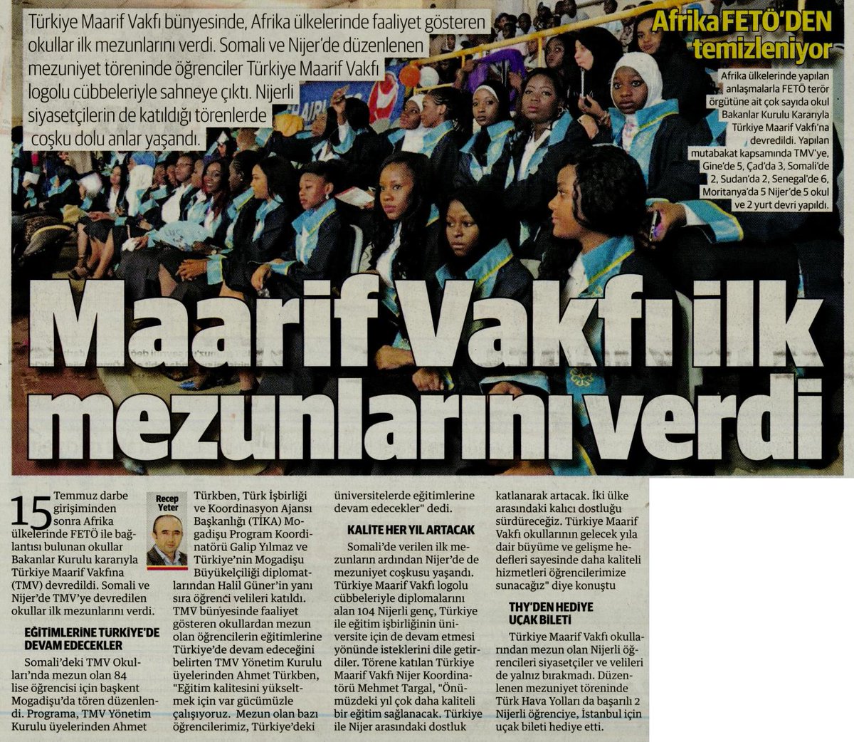 Somali'de @tmaarifvakfi ilk mezunlarını verdi I <a href="/yenisafak/">Yeni Şafak</a> I yenisafak.com/dunya/maarif-v…