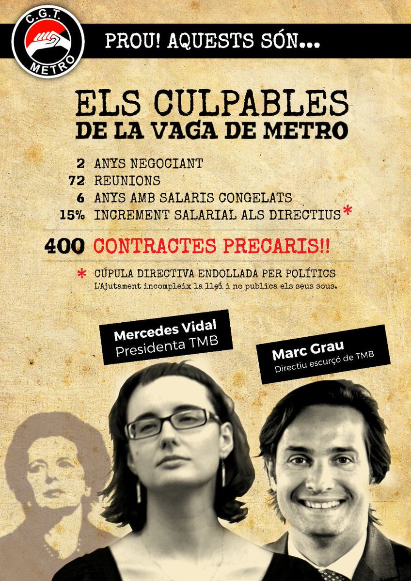 Un altre dilluns amb #vagametro a Barcelona, els treballadors assenyalen com a culpables els responsables del TMB
