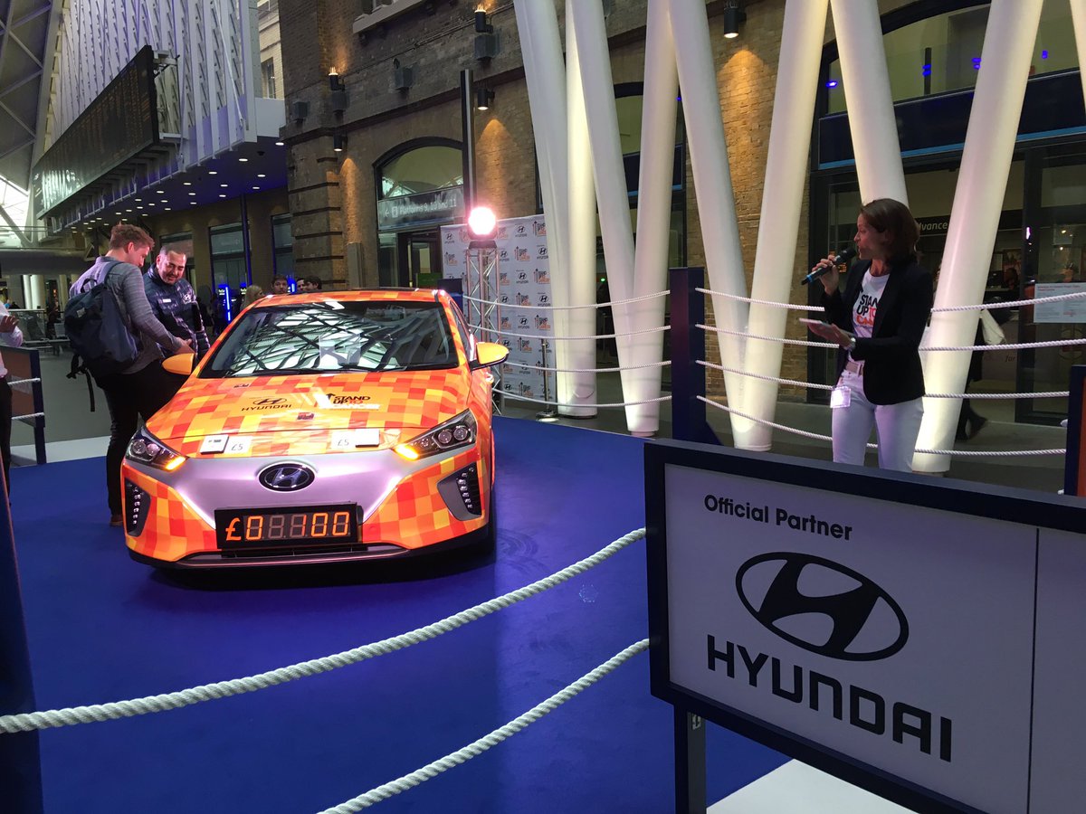 InfluenceComms's tweet photo. We're at King's Cross with @Hyundai_UK raising money for @SU2C with the world's first contactless car! Pop down. You can win an IONIQ! https://t.co/LQRZs5RYp8