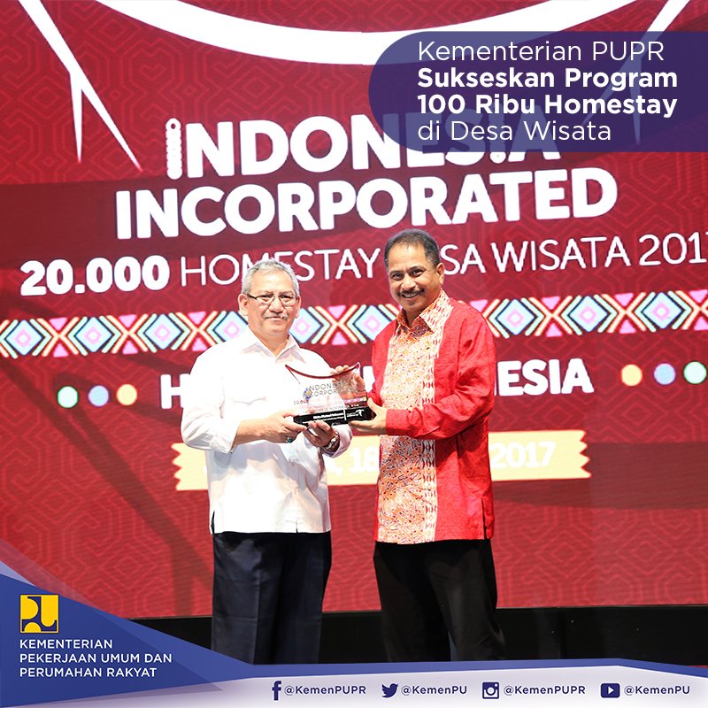 Kementerian PUPR siap ambil bagian dlm menyukseskan Program 100 Ribu Unit Homestay di desa wisata yg digulirkan @Kemenpar_RI. @InformasiBPIW