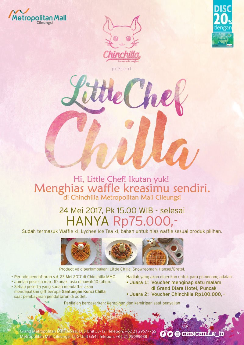 Hi, teman!
Chinchilla Metropolitan Mall Cileungsi lagi ngadain event nih.
Buat kalian yang berumur sampai dengan 10 tahun!
di cek ya :D