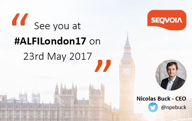 npebuck's tweet photo. Would have loved to be with you @regtechparis @jasonboud @gainzirillo @AnneBini @neuroprofiler but off with @Seqvoia_ to #ALFILondon17 ! https://t.co/RNYcBIc7BX