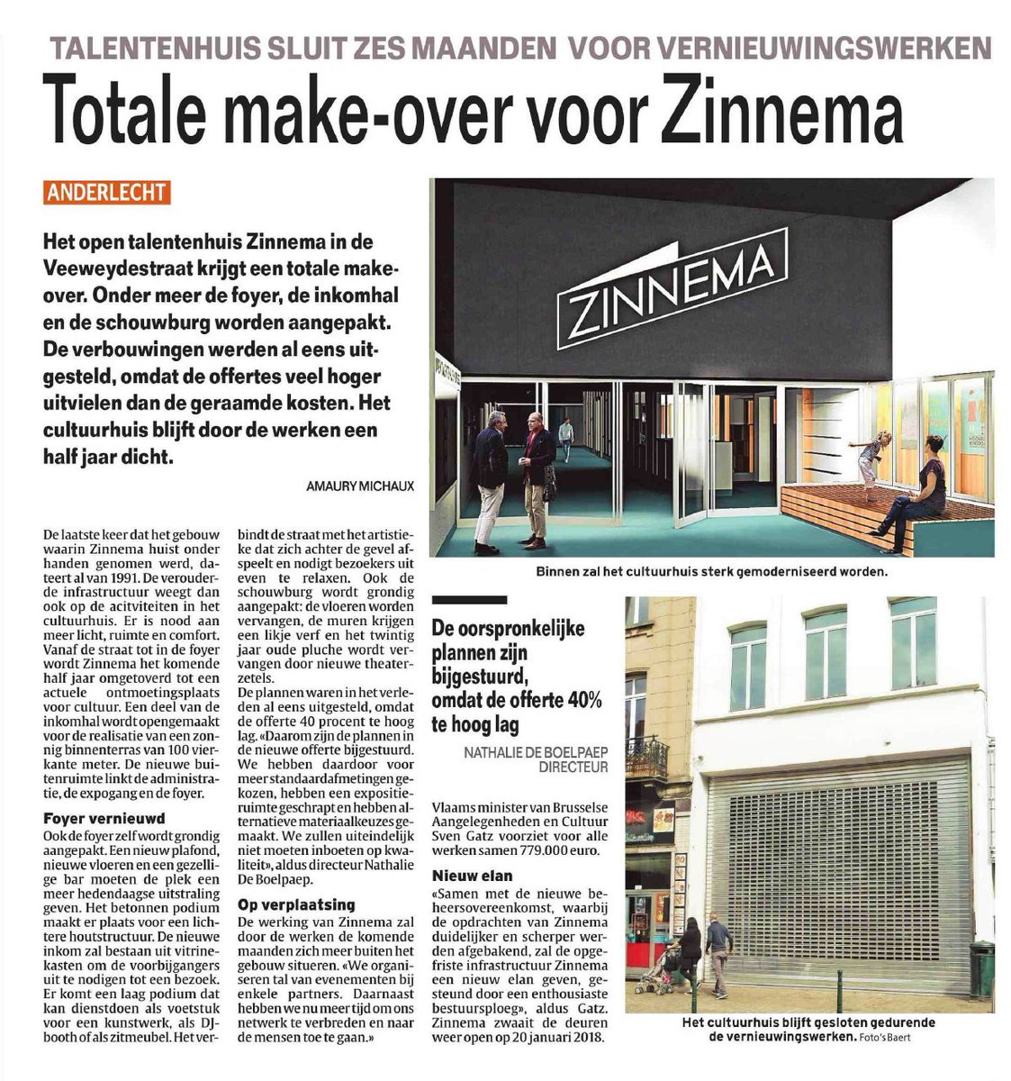 Ook <a href="/HLN_BE/">HLN.BE</a> meldt het nieuws over de grondige renovatie <a href="/ZinnemaBXL/">Zinnema</a> Fijn dat we aan deze bijzondere opdracht mogen meewerken...