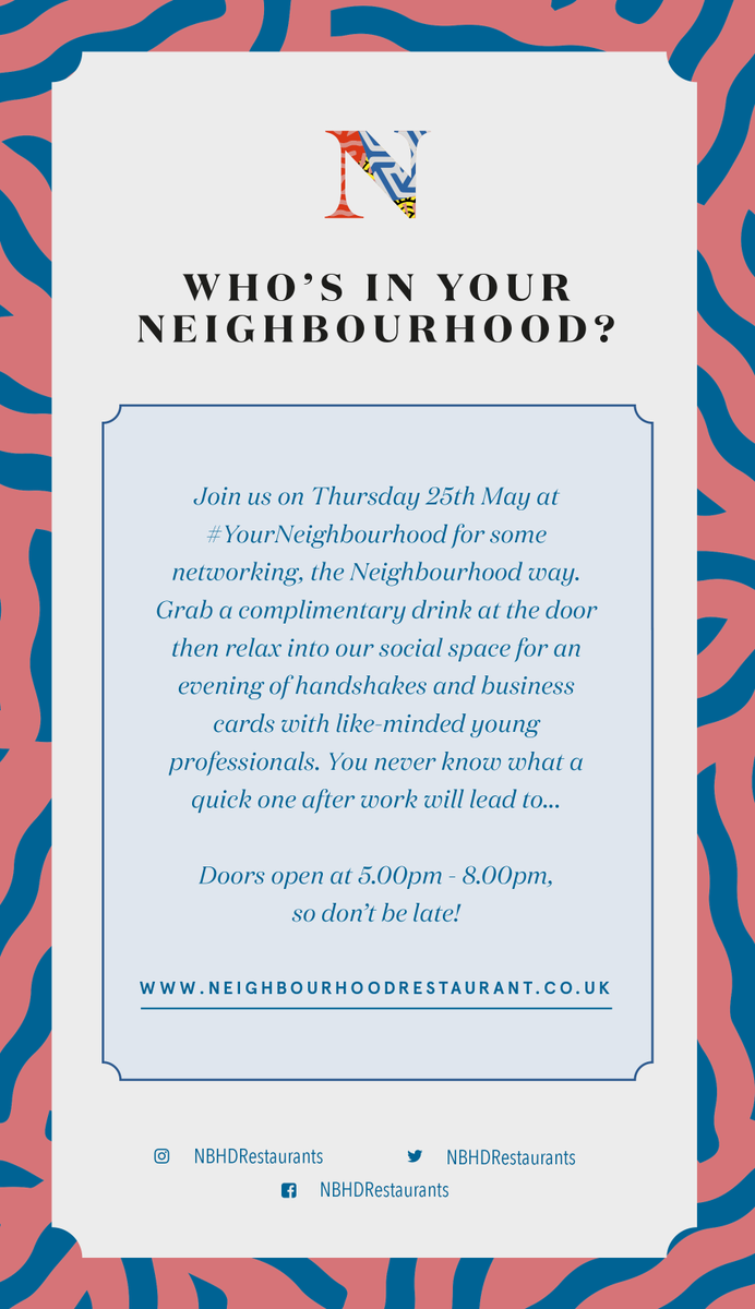 NBHDRestaurants's tweet photo. You never know what a quick one after work will lead to!
Join us in #Liverpool on the 25th for #WIYN sign up here👇 https://t.co/TXiaLbEqNx https://t.co/Jyanp97gYN