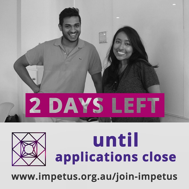 impetuscg's tweet photo. Only 2 days to go! Get your application in now: https://t.co/33q4GWsDYF #consulting #socialimpact #melbourne #applynow #probono https://t.co/X3ybuBUWWL
