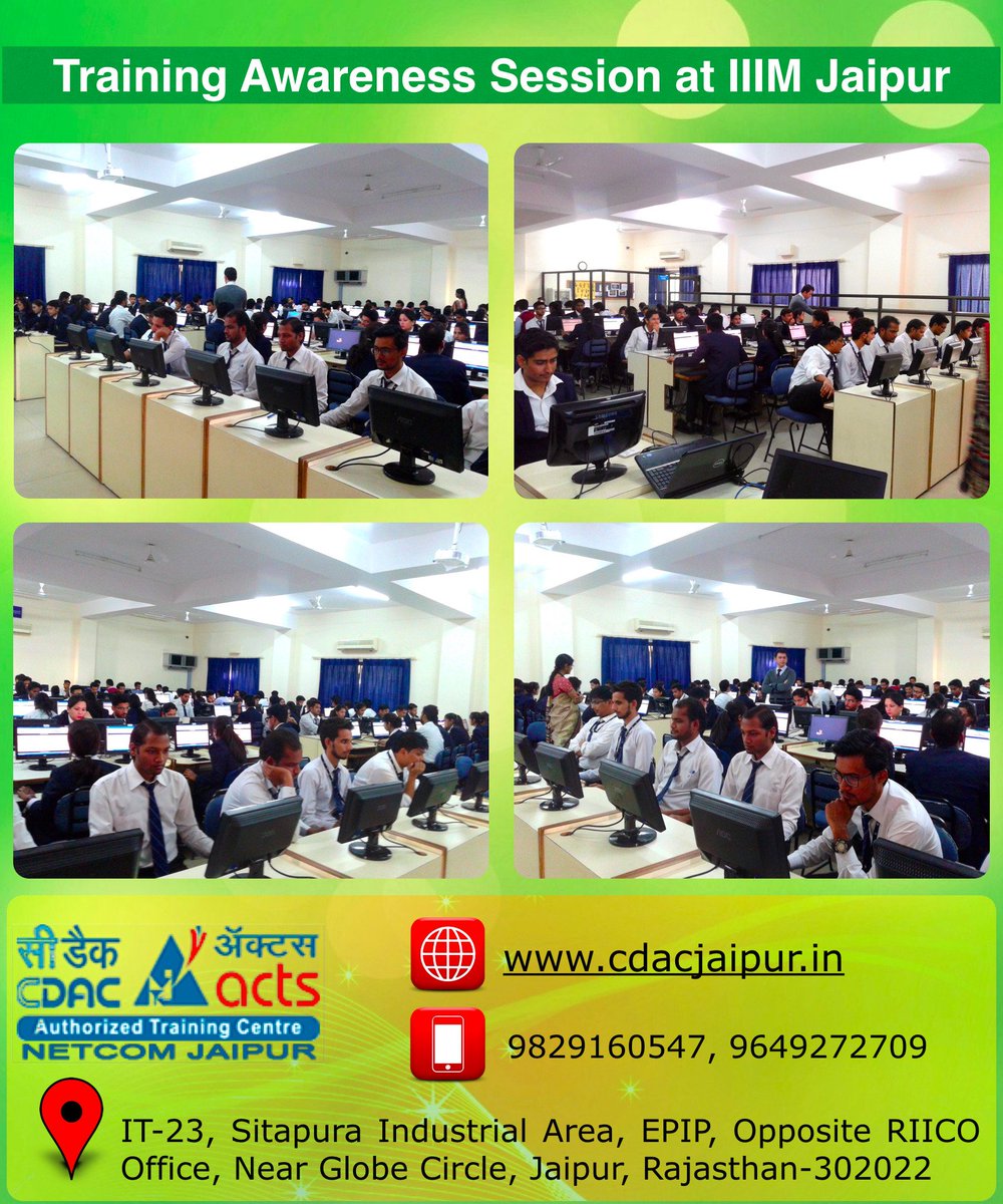 CDACATCJAIPUR's tweet photo. #CDACJaipur @CDACATCJAIPUR organizes #training awareness session &amp; #placement support program #techsangam at @IIIMJaipur https://t.co/0toTPX6Khy