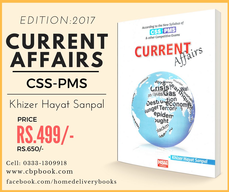 cbpbook's tweet image. Current Affairs 2017 For CSS PMS By Khizer Hayat Sanpal HSM now available @cbpbook.com
#csspakistan #cssbooksinpakistan #cssbooksonline