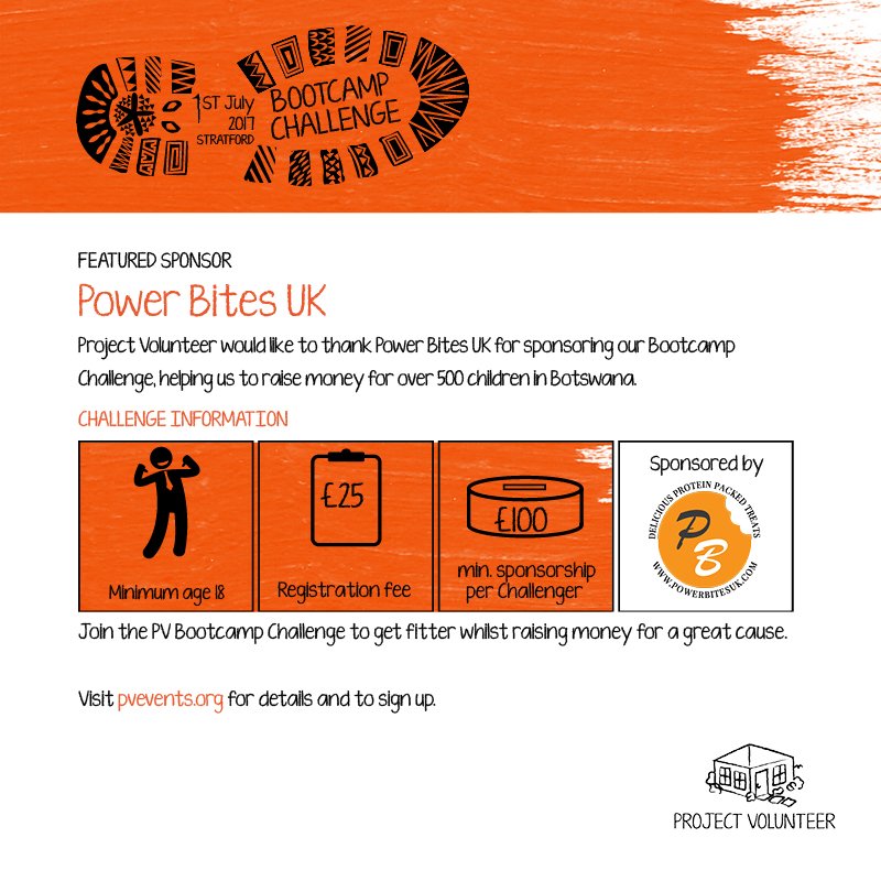 PVolunteer's tweet photo. @powerbitesuk Power Bites, thanks so much for all of your support as a sponsor of the PV Bootcamp Challenge!
#PVBootcamp #DoGoodFeelGood https://t.co/ZqUiu20Rgi