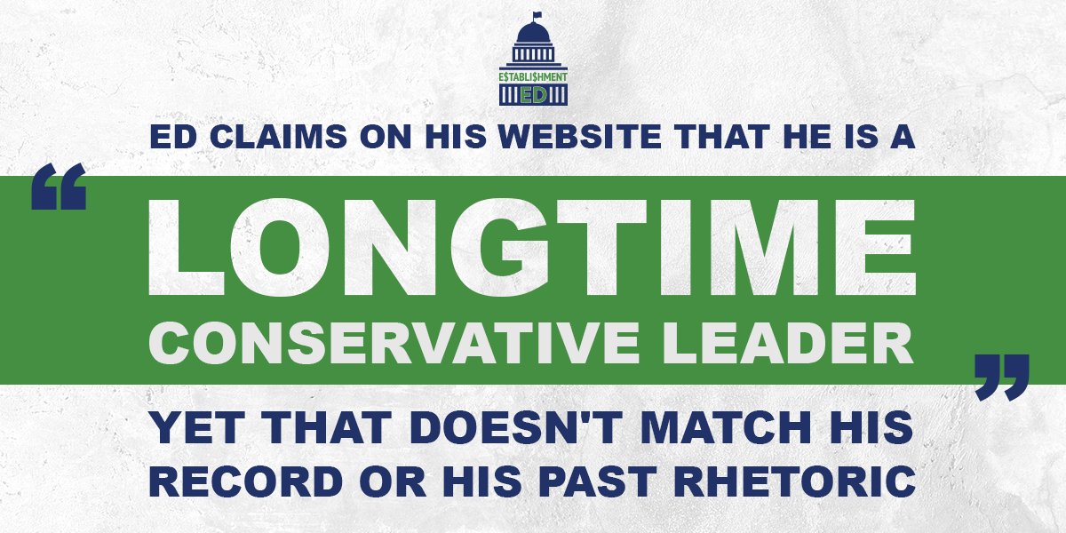 EstablishmentEd's tweet photo. #EstablishmentEd’s career was spent as a lobbyist while REAL conservatives were serving the nation’s people. https://t.co/2JTQk8HOOH