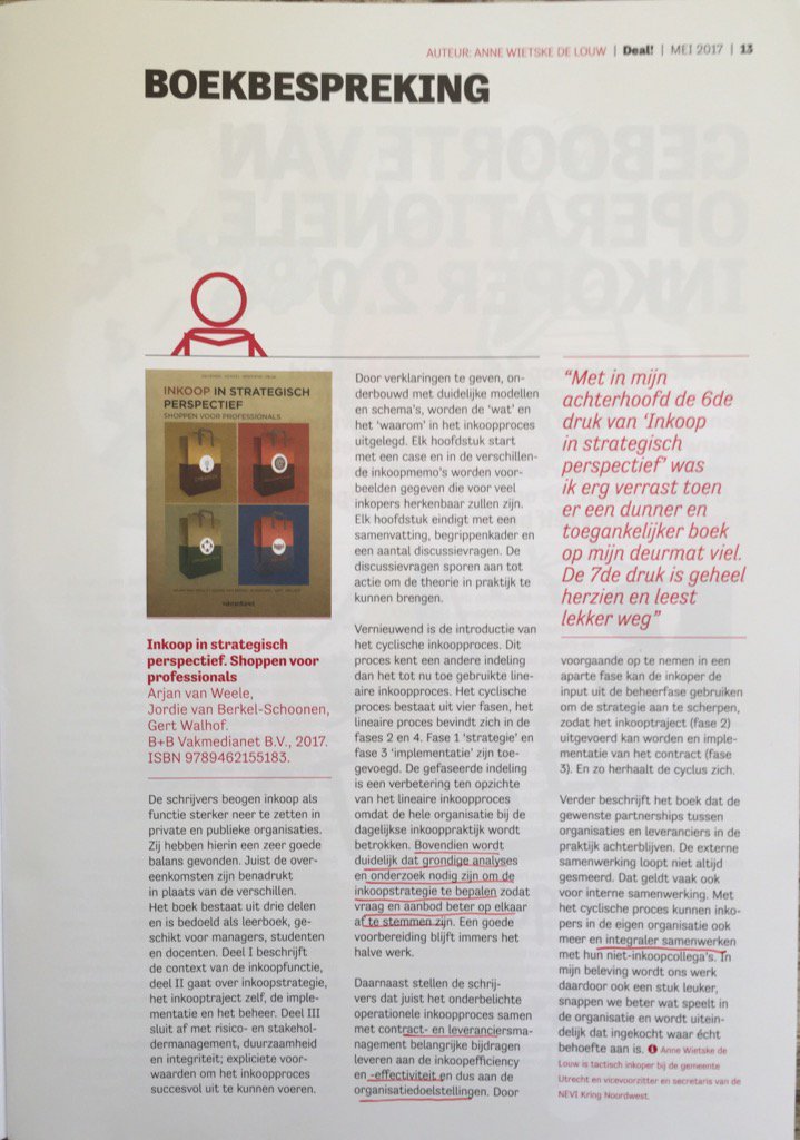 TOP "Recensie Inkoop in strategisch perspectief" - cm &amp; leveranciersmanagement =+ waarde voor organisaties!