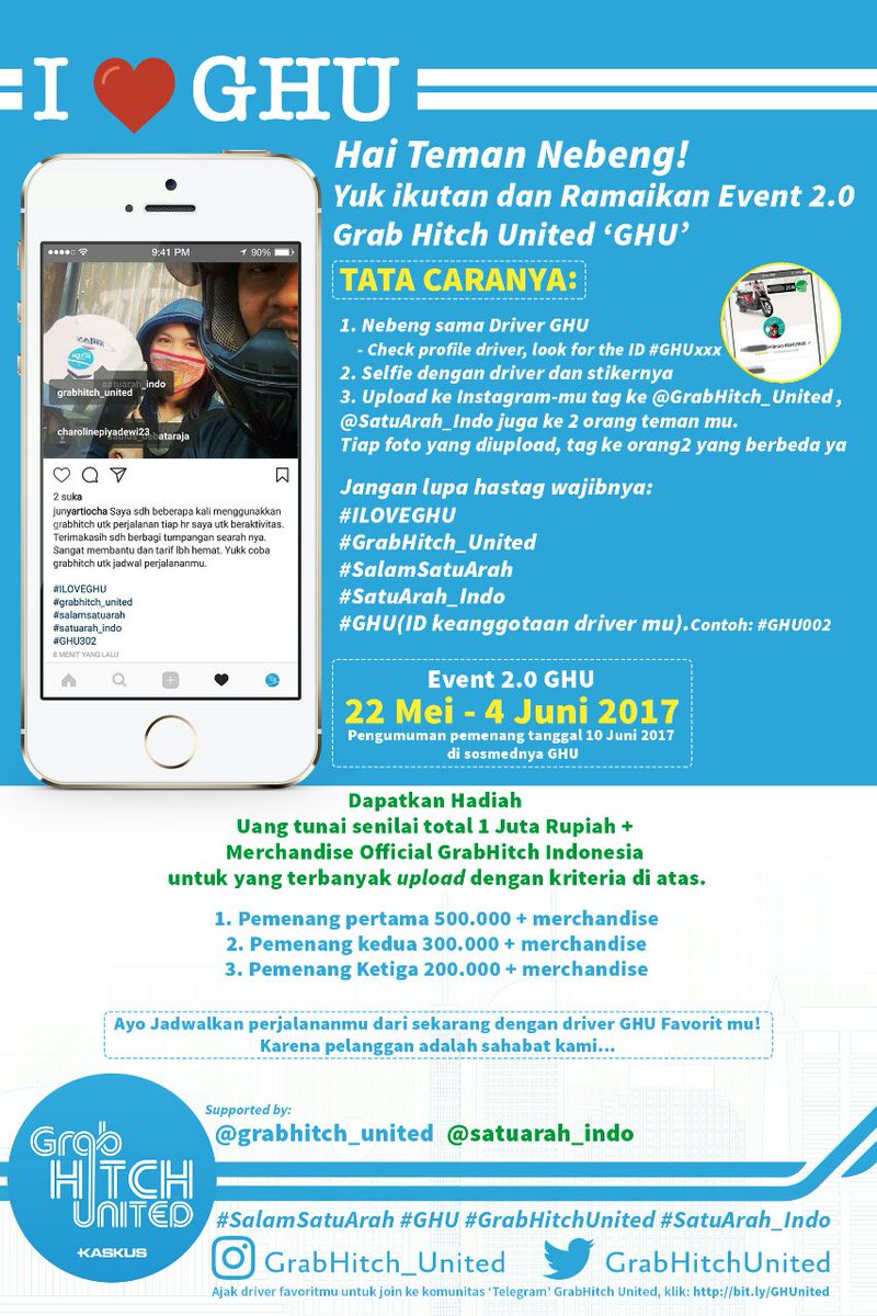 GrabHitchUnited's tweet photo. Peraturan dan Reward untuk Selfie Contest GHU ke-2. @satuarah_indo @GrabNebeng @GrabID #ghu #selfieawardghu #grabhitchunited #salamsatuarah https://t.co/wcWuPbE0Qa