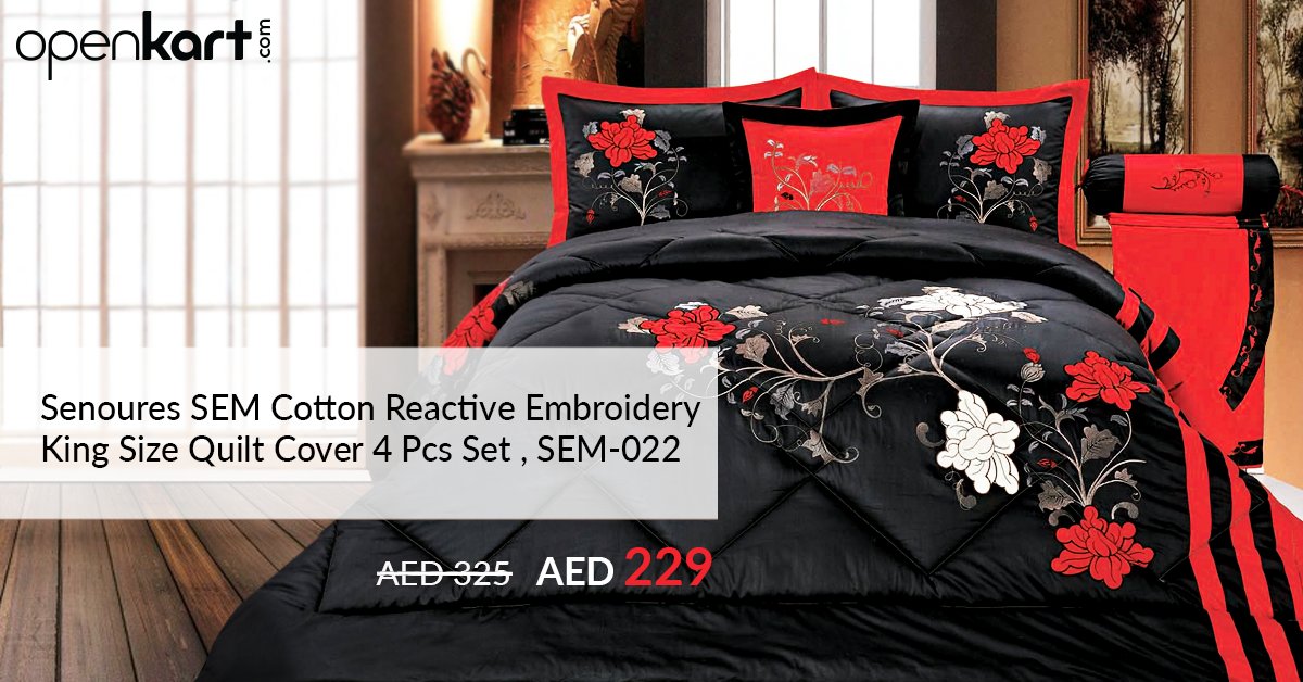 OpenKartOnline's tweet photo. Add style to your bedding space with the stylish Senoures King Size Quilt Cover 4 Piece Set, Available on #Openkart.
https://t.co/yK4kQ0neqH https://t.co/Rp76LPPSvz