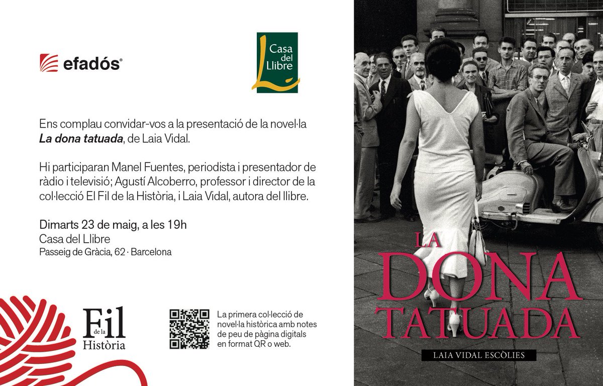 Demà a la Casa Del Llibre del Passeig de Gràcia us presentarem la Sofia! <a href="/fuentes_manel/">Manel Fuentes</a> #ladonatatuada #efados @casadelllibre_bcn