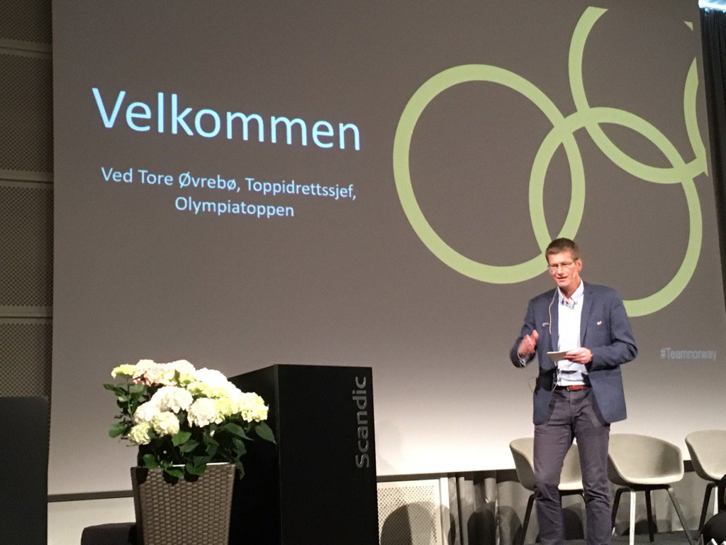 Olympiatoppen's tweet photo. Toppidrettssjefen åpner #olympiatoppens PyeongChang-samling for 330 utøvere og ledere på Scandic Fornebu. https://t.co/ZntSyiDKr9