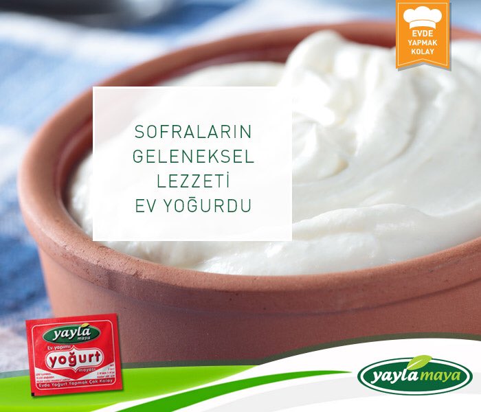 MayaYayla's tweet photo. Sofralarınızın geleneksel lezzeti yoğurdu evde yapmak çok kolay. Siz evde yoğurt yapın diye harika bir maya var... https://t.co/4tLa0x4NGf