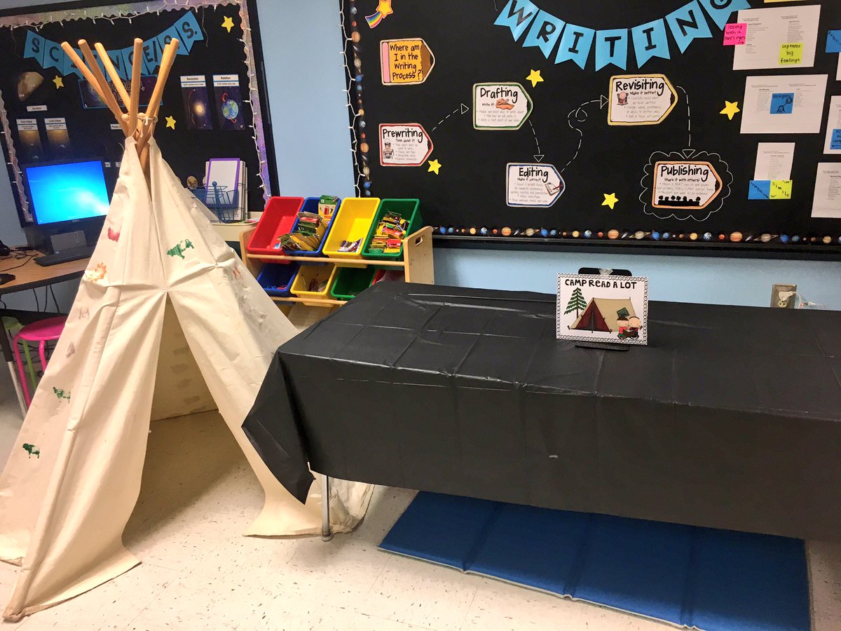 Mswilcoxsclass's tweet photo. Because why not turn your classroom into a camp for the last week of school?? #CampWilcox #CWESisthebest #2ndgrade #goinoutwithabang #4days https://t.co/wluVVktFS5