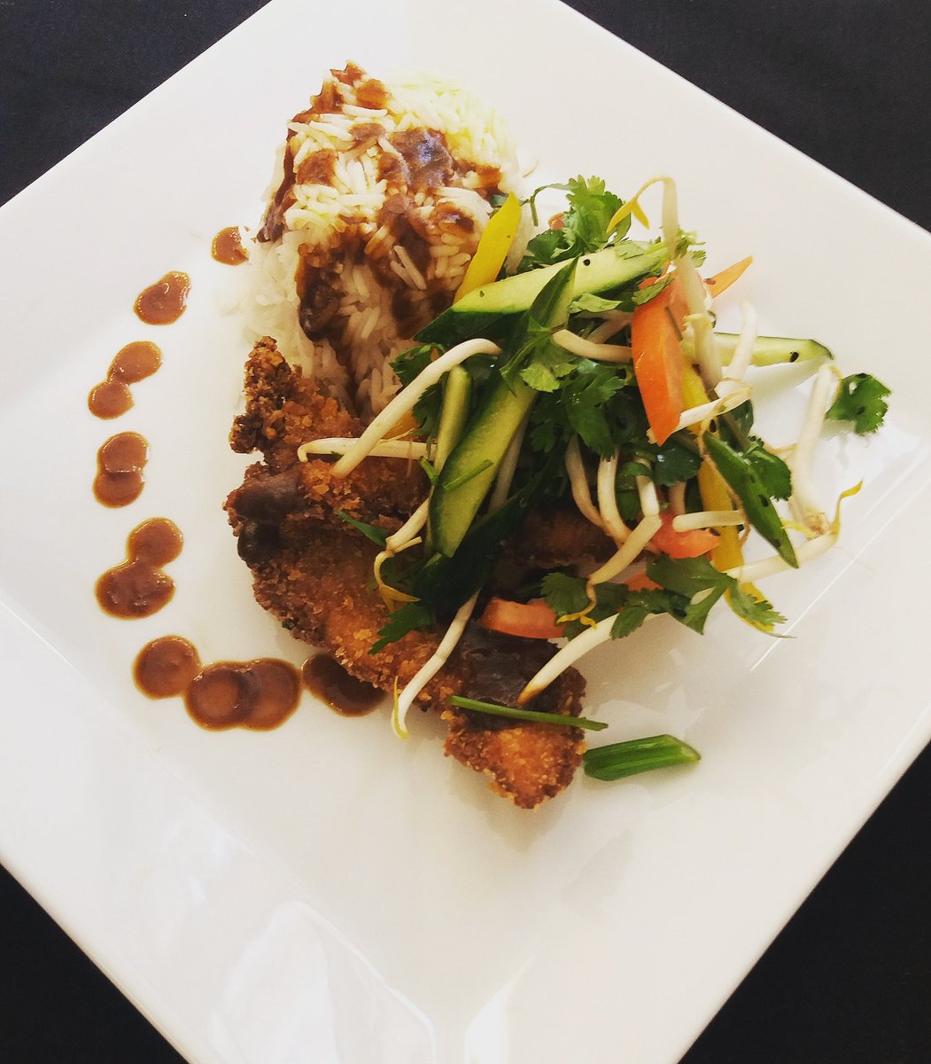 TheCafe_'s tweet photo. Today's delicious lunch katsu chicken with cucumber & spring onion salad @TheCafe_ @VacherinLondon #sidewalkbites #mondayfeeling https://t.co/O4JGNAdqoq