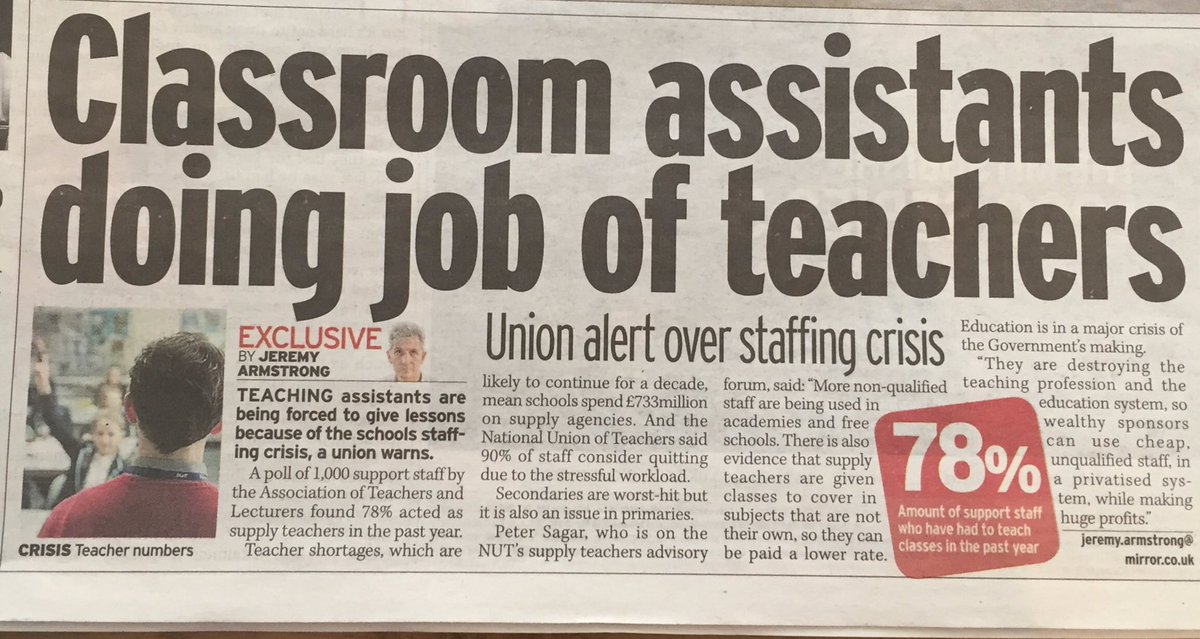 <a href="/cyclingkev/">Kevin Courtney</a> with huge gvt school funding cuts planned, &amp; intolerable working conditions, no wonder 90% of teachers ready to quit.