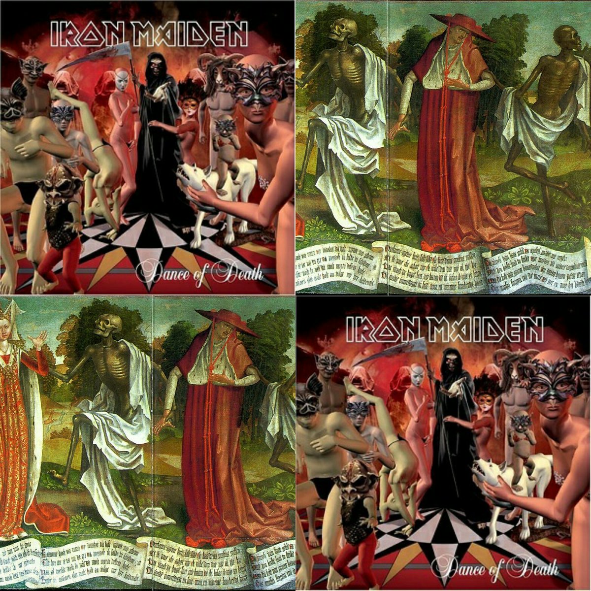 earlymodseminar's tweet photo. Dance of Death, 1 is Early Modern, 1 is Iron Maiden. Imagery is very similar, who knew heavy metal rock bands were Early Modernists. https://t.co/uPO8qrqtrY