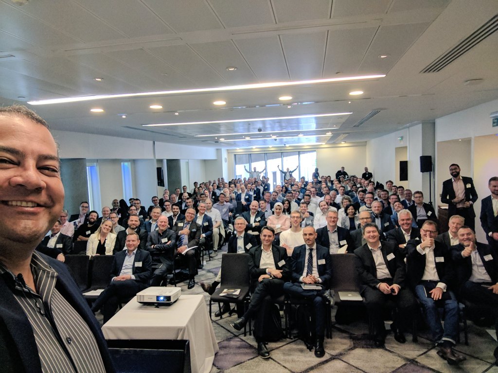 awadallah's tweet image. #welfie of packed room for @Cloudera European partner summit in #London @ClouderaUK #stratahadoop