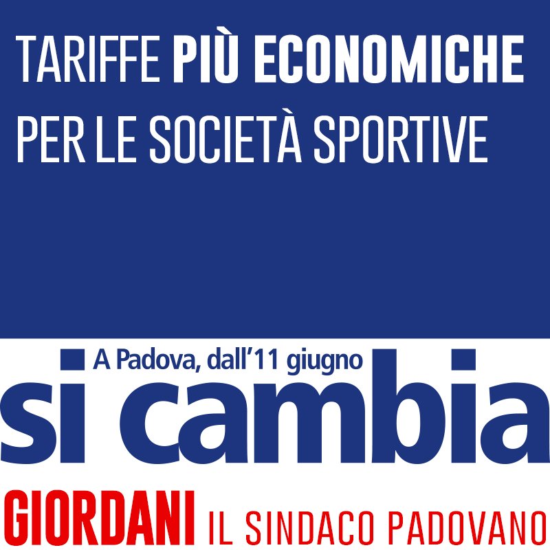 Riduciamo le tariffe alle società sportive ed investiamo negli impianti di quartiere. #Finalmente la qualità della vita sarà al primo posto.