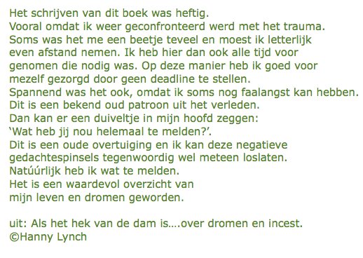 Hanny_Lynch's tweet photo. Hoe heftig het was om dit boek te kunnen schrijven….
-Als het hek van de dam is…… over dromen en incest- https://t.co/XXmB0Ik1X1