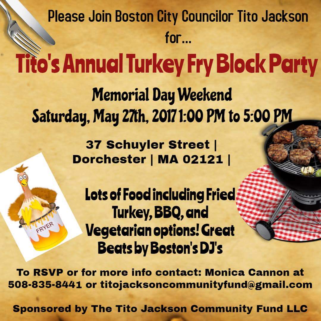 TitoCommunity's tweet image. My Annual Turkey Fry! This Saturday, May 27th, 2017 at 1:00 pm. To volunteer click the link: 
goo.gl/forms/v1QkvxDd…

 See you there!