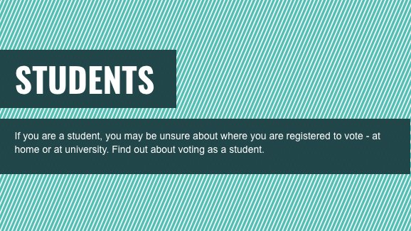 To all students out there - did you know you can register at your term-time address as well as your home address? yourvotematters.co.uk/can-i-vote/stu…