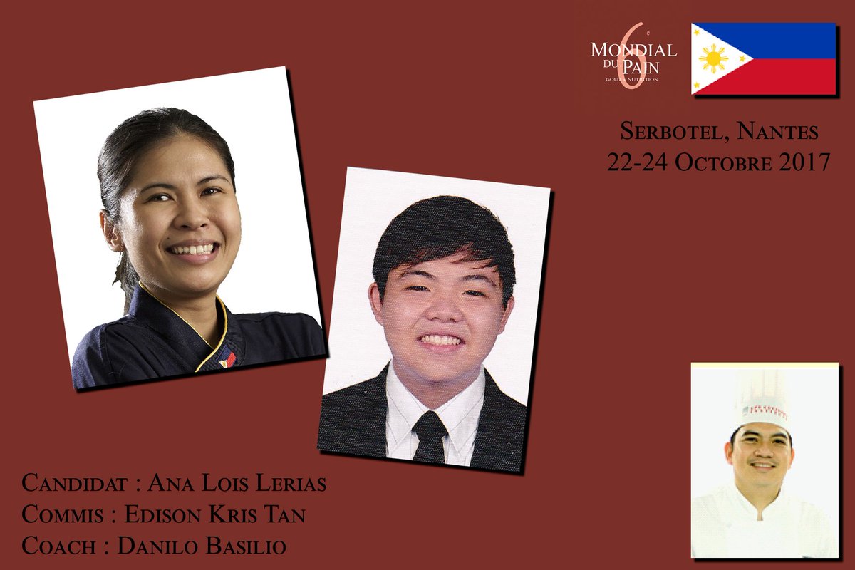 MondialduPain's tweet photo. Ana Lois Lerias + Edison Kris Tan (coached by Danilo Basilio) = #Team #Philippines #mondialdupain #serbotel2017 #AdPain https://t.co/cHa2eD9t40