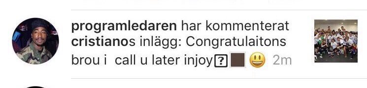 BojanDjordjic7's tweet photo. Mannen, myten, legenden @MartinMutumba levererar på Instagram. En hälsing till "Crille" efter ligaguldet! 😂 https://t.co/2Vwb1qnOmi