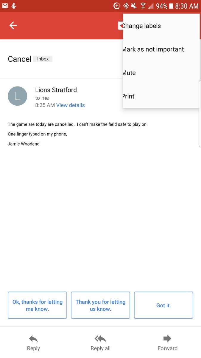 UTMFastpitch's tweet image. We have just received word that all games are cancelled today.... MONDAY. please direct all inquiry to lionsregistrar@gmail.com