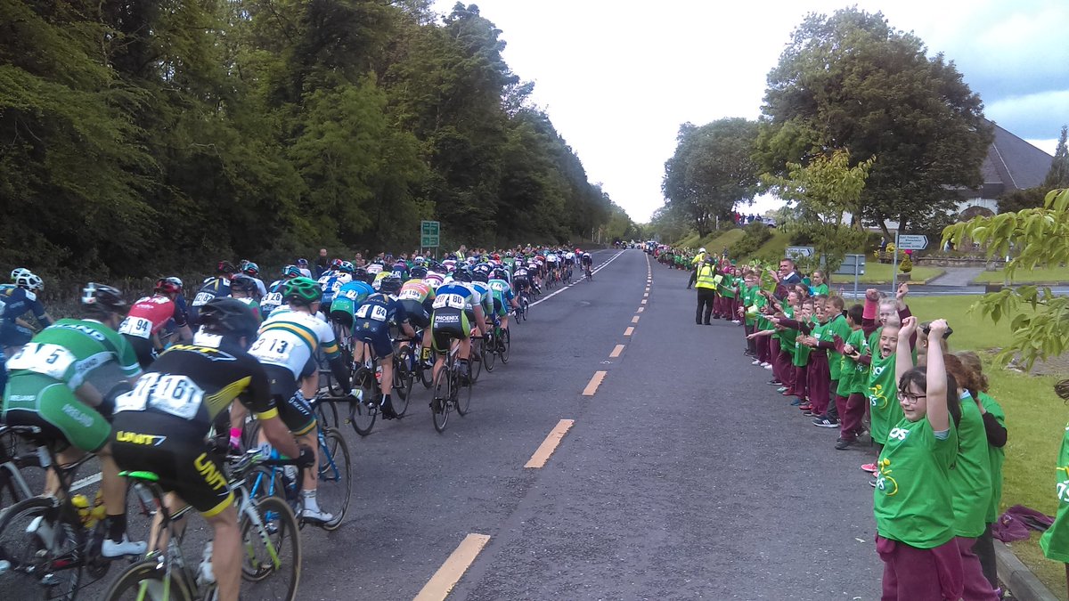 BreaffyNS's tweet photo. Great excitement in Breaffy today as @anpostras passes our school! #RAS2017 https://t.co/c3BCsbWw7u