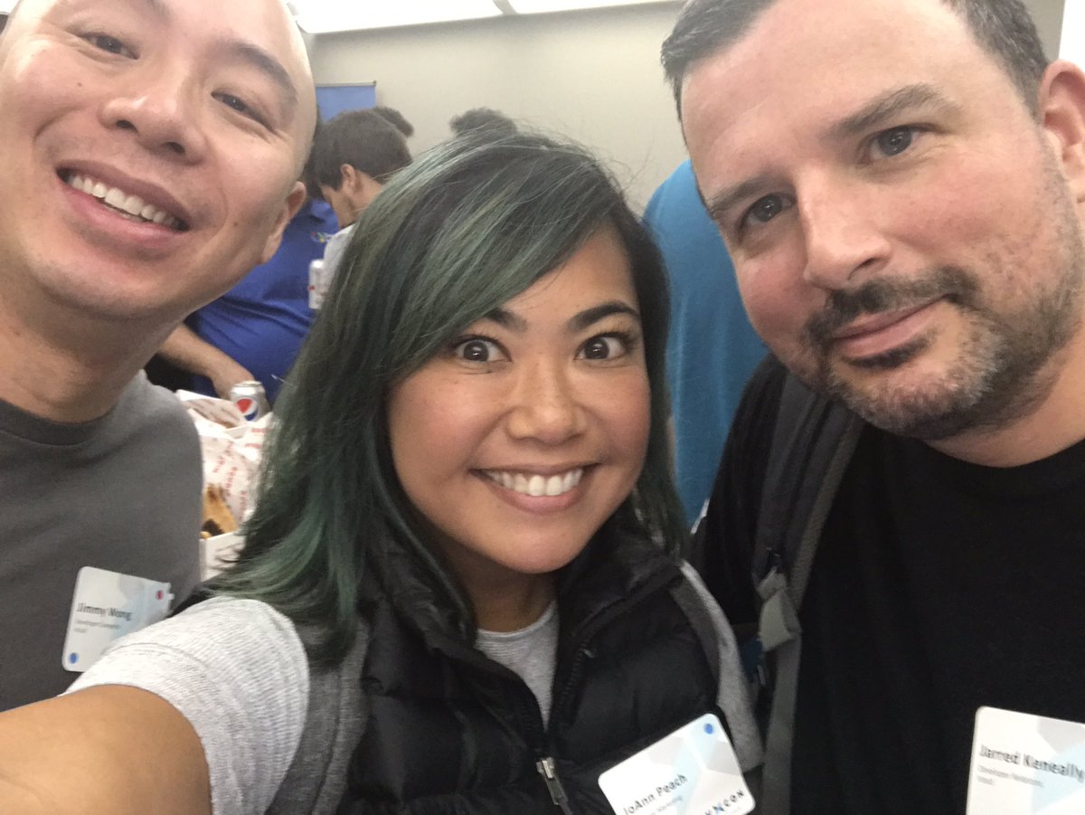 IntuitDev's tweet photo. At #DevXCon? Say howdy to @joannpeach @JarredKeneally @TheJDWong! https://t.co/s4I6GQfp9N