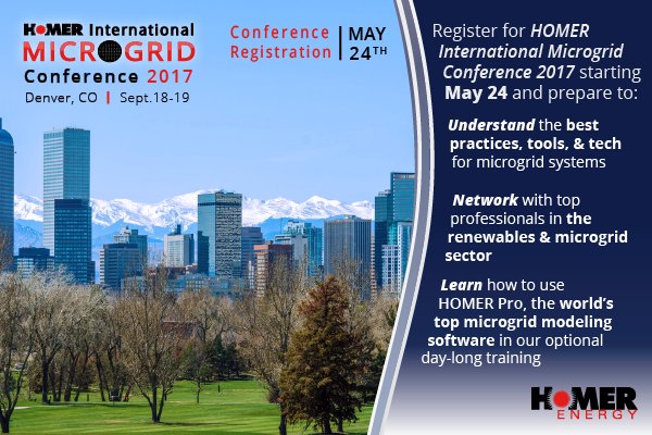 HOMEREnergy's tweet photo. Save the Date! Registration opens for HOMER International #Microgrid Conference #HIMC2016 THIS WEDNESDAY!  https://t.co/wM9apKSzRK https://t.co/gW0eCAhSr1