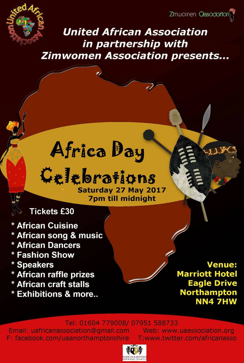 SATURDAY (27 MAY):
Africa Day Celebrations at Marriott Hotel Northampton

Tickets: eventbrite.co.uk/e/africa-day-c…